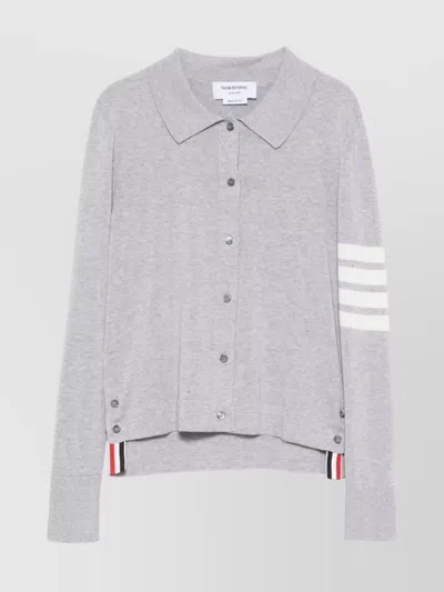 THOM BROWNE COTTON JERSEY POLO WITH 4 BAR STRIPE