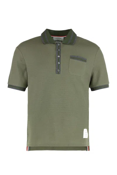 Thom Browne Cotton Knit Polo In Green