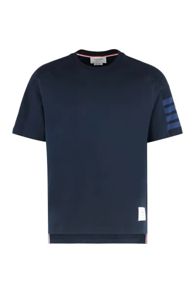 Thom Browne Cotton Knit T-shirt In Blue