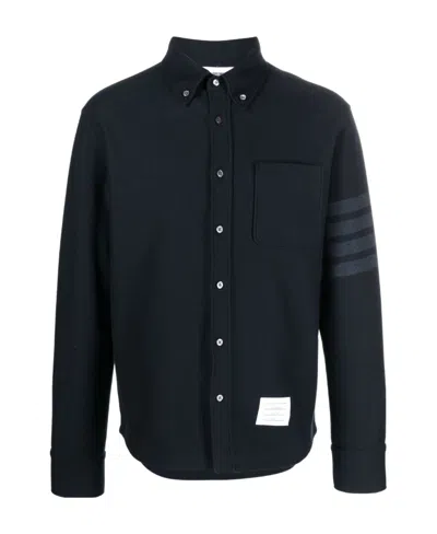 Thom Browne Cotton Long-sleeved Shirt In Black
