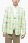 Thom Browne Cotton Madras Blazer With District Check Pattern In Green