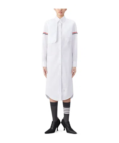 THOM BROWNE COTTON MIDI SHIRT DRESS