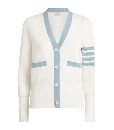 Thom Browne Cotton Milano 4-bar Cardigan In White