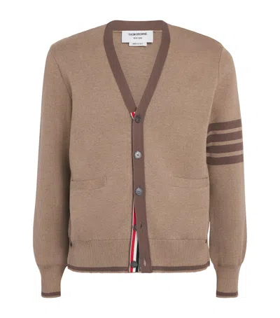 Thom Browne Cotton Milano Stitch Cardigan In Brown