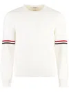 Thom Browne Cotton Milano Striped Grosgrain Armbands Pullover In White