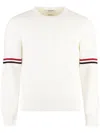 Thom Browne Cotton Milano Striped Grosgrain Armbands Pullover In White