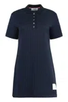 Thom Browne Mini Jacquard Knit Polo Dress In In Blue