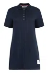 Thom Browne Mini Jacquard Knit Polo Dress In In Blue