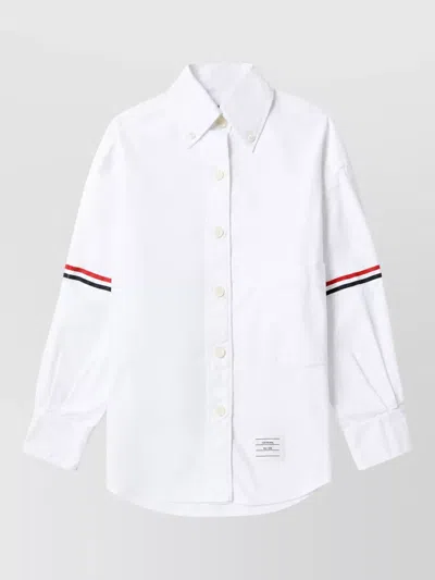 Thom Browne Cotton Oversized Point Collar Shirt In White