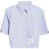 Thom Browne Cotton Oxford Crop Button-down Shirt In Blue