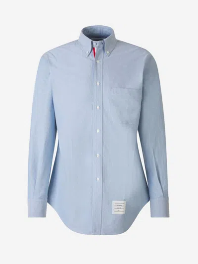 Thom Browne Cotton Oxford Shirt In Striped Grosgrain Placket