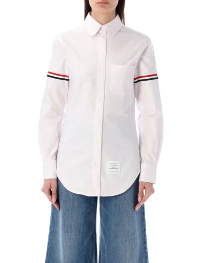 Thom Browne Cotton Oxford Shirt With Striped Armband In White