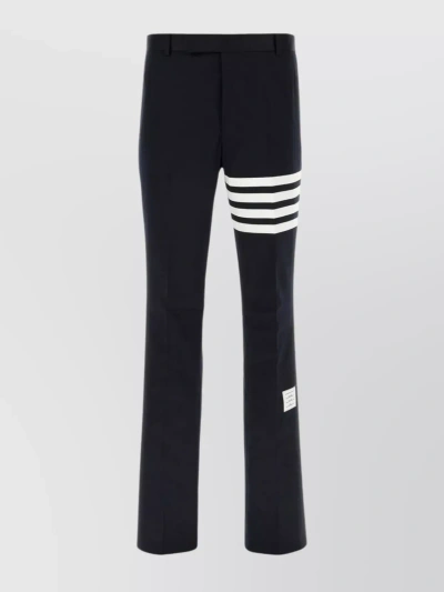 Thom Browne Cotton Pant With Waist Belt Loops And Pleats In Blue