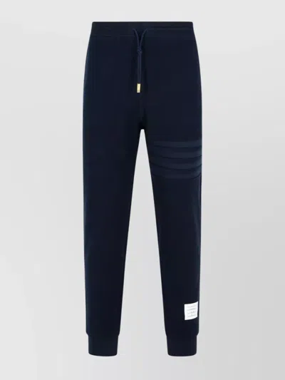 Thom Browne Cotton Pants With Drawstring Waist And Side Stripes In Blue