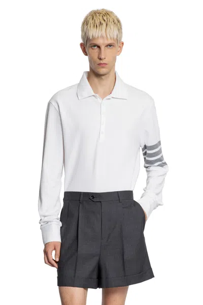 Thom Browne Cotton Piqué 4-bar Long Sleeve Polo In White