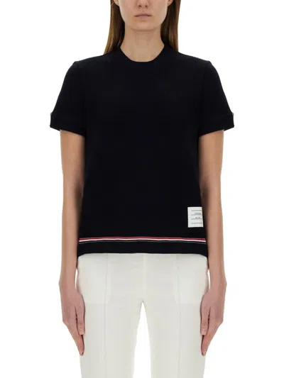 Thom Browne Woman T-shirt Midnight Blue Size 8 Cotton