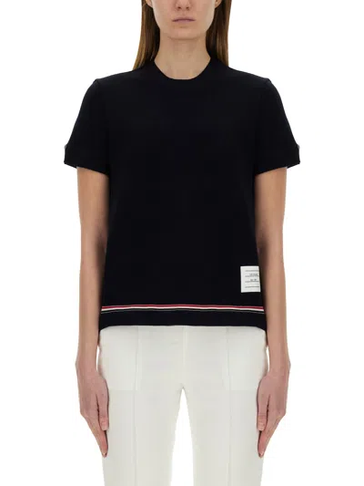 Thom Browne Woman T-shirt Midnight Blue Size 8 Cotton