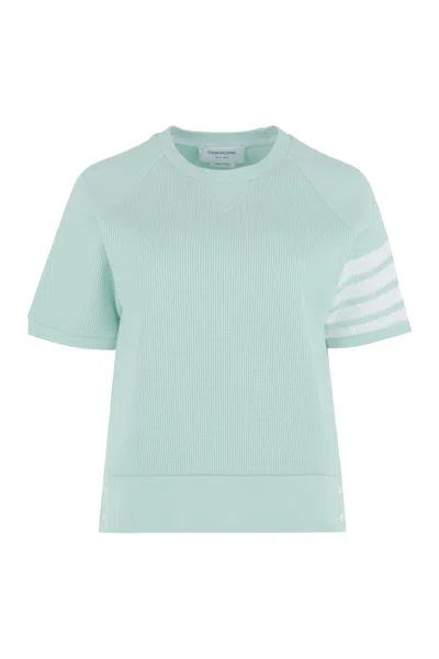 Thom Browne Cotton Piqué T-shirt In Blue