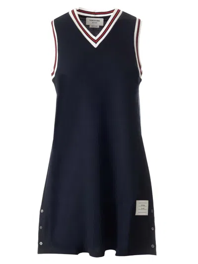 Thom Browne Cotton Pique Tennis Dress Dresses Blue In Navy