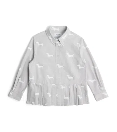 Thom Browne Kids' Cotton Pleated Shirt In Grey