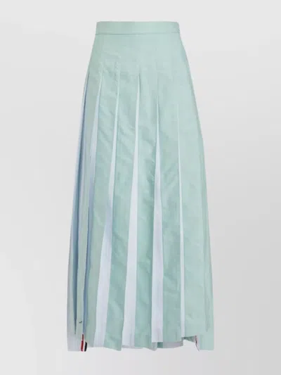 Thom Browne Cotton Pleated Skirt Tricolour Grosgrain Detail In Multi