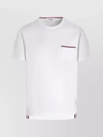 Thom Browne Rwb-stripe Cotton Pocket T-shirt White