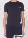 Thom Browne Navy Milano Cotton Oversized Pocket T-shirt In Blue