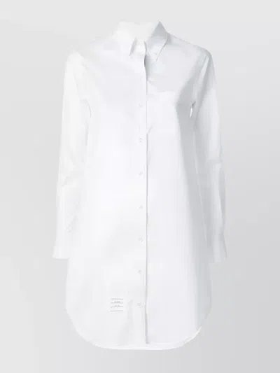 Thom Browne Cotton Point Collar Shirt Dress In Yellow