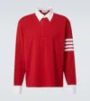 Thom Browne Long-sleeved Cotton Polo Shirt In Red