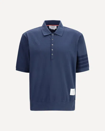 Thom Browne Cotton Polo Shirt In Blue