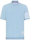 Thom Browne Classic Pique 4-bar Short Sleeve Polo In Blue