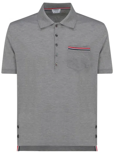 Thom Browne Cotton Polo Shirt In Gray