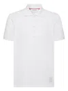 Thom Browne Cotton Polo Shirt Featuring Point Collar And Short Sleeves In White