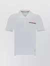 THOM BROWNE COTTON POLO SHIRT WITH RIBBED COLLAR AND SIDE SLITS