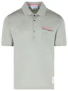 Thom Browne Cotton Polo Shirt With Tricolor Accents In Green