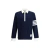 Thom Browne Cotton Polo Shirt With White Collar And Cuffs In Blue