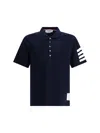 Thom Browne Navy Milano Cotton 4-bar Polo In Blue
