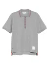 Thom Browne Polo Shirt Cotton Ribbed Collar In Gray