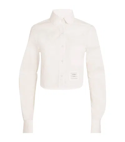 Thom Browne Cotton Poplin Cropped Shirt In White