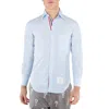 Thom Browne Slogan Patch Poplin Shirt In Blue
