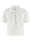 Thom Browne Poplin Shirt With Short Sleeves And Bow In White