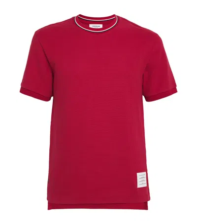 Thom Browne Cotton Rib-cuff T-shirt In Red