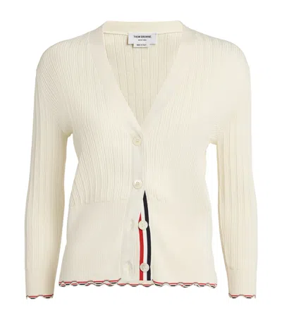Thom Browne Cotton Rib-stitch Cardigan In White
