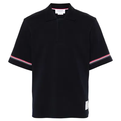 Thom Browne Cotton Rugby Polo Men In Black