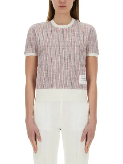 Thom Browne Women's Rwb Cotton T-shirt | Size 44 | Fjs206a In Multicolour