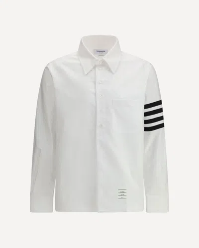 Thom Browne Striped Cotton Shirt In White