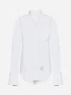 Thom Browne Scallop Collar Long Sleeve Cotton Button-up Shirt In White