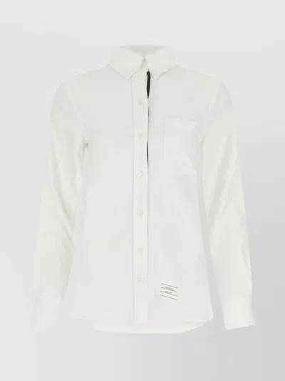 Thom Browne Cotton Shirt With Button-down Collar And Chest Pocket In White