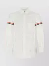 Thom Browne Cotton Shirt With Chest Pocket And Cuffed Sleeves In White