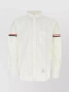 THOM BROWNE COTTON SHIRT WITH COLLAR AND STRIPED SLEEVES